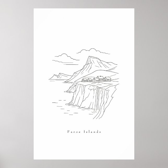 Poster Arte Mínima das Ilhas Faroé | Nórdico (Frente)