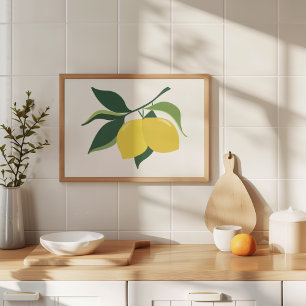 Poster Arte Mínima De Gouache Lemon Pintado À Mão