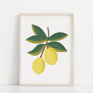 Poster Arte Mínima De Gouache Lemon Pintado À Mão