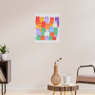 Poster Arte Mínima De Muro Do Rainbow Gats - Bela Cartoon