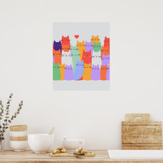 Poster Arte Mínima De Muro Do Rainbow Gats - Bela Cartoon