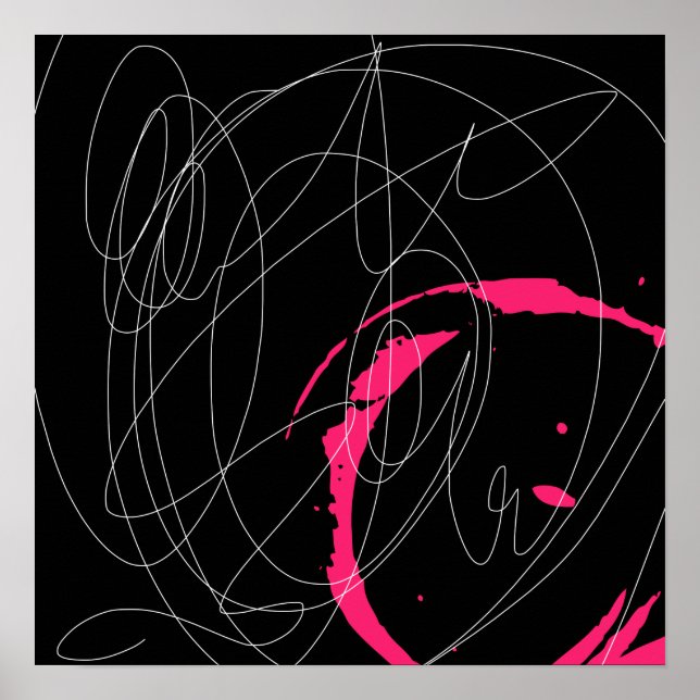 Poster Arte mínima moderna de linha de escribble de abstr (Frente)