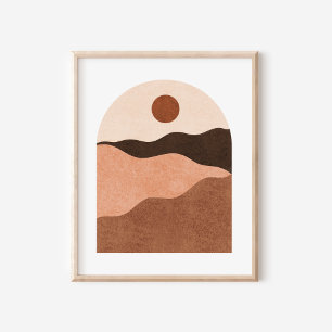 Poster Arte Minimalista Boho de Paisagem do Deserto