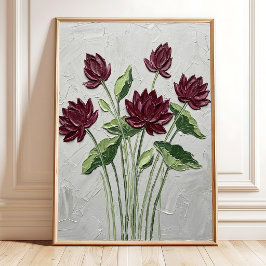 Poster Arte Minimalista Botânica de Lótus em Tela