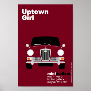 Poster Arte minimalista clássica Mini Wolseley Hornet