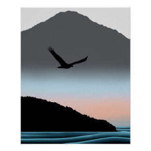 Póster Arte Minimalista da Águia da Montanha do Pacífico