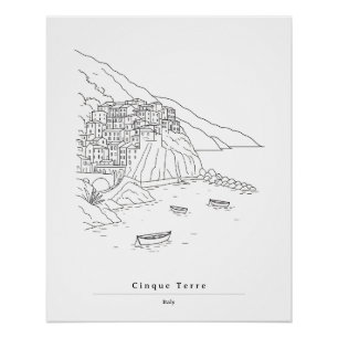 Póster Arte minimalista das Cinco Terras Itália Arte co