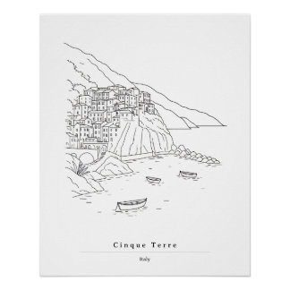 Póster Arte minimalista das Cinco Terras Itália | Arte co