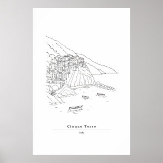 Poster Arte minimalista das Cinco Terras Itália | Arte co