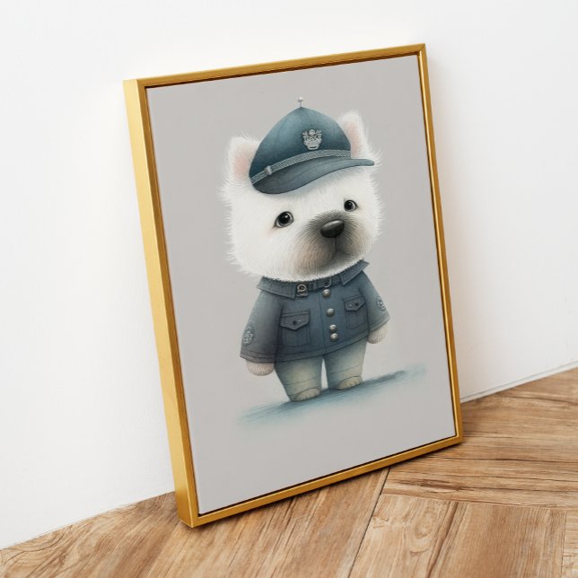 Poster Arte Minimalista de Cachorro: Policial Poodle (Criador carregado)