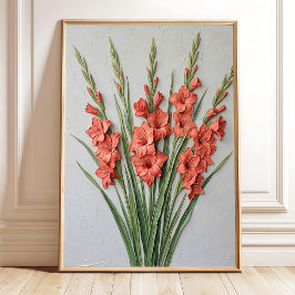 Poster Arte Minimalista de Gladiolus em Parede - Tela de