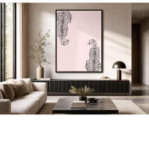 Poster Arte Minimalista de Guepardo para Parede Moderno