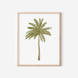 Poster Arte Minimalista de Palmeira Tropical em Aquarela
