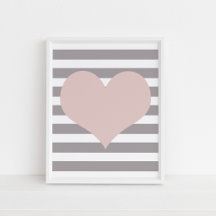 Arte Minimalista de Parede Coração Rosa Corado