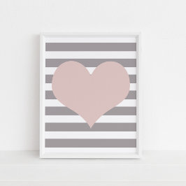 Poster Arte Minimalista de Parede Coração Rosa Corado
