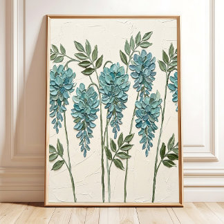 Poster Arte Minimalista de Parede em Tela - Wisteria Azul