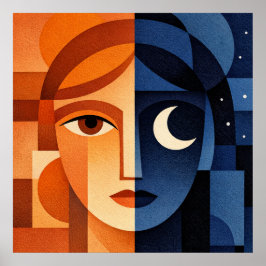 Poster Arte Minimalista de Rosto Feminino Terracota Abstr