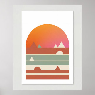 Poster Arte Minimalista do Deserto Geométrico do Pôr do S