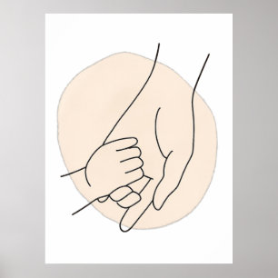 Poster Arte Minimalista do Dia das Mães Linha de Pai/Mãe