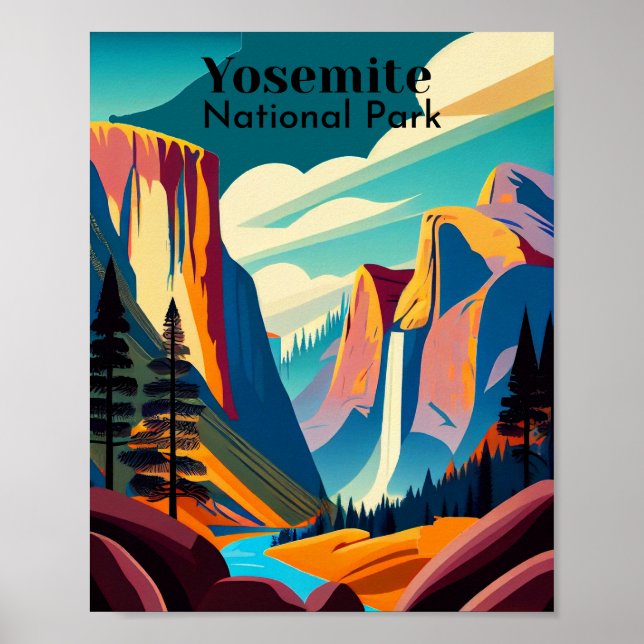 Poster Arte Minimalista do Parque Nacional Yosemite (Frente)