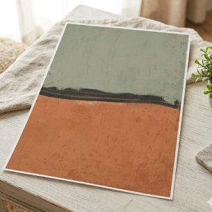 Poster Arte minimalista em verde sálvia e laranja queimad