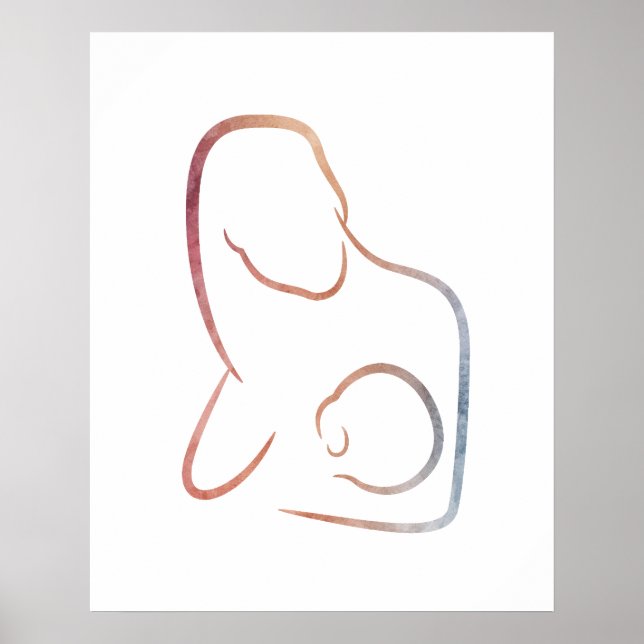 Poster Arte Minimalista - Mãe Amamentando (Frente)