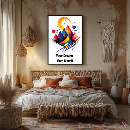 Poster Arte Minimalista Motivacional Abstrata de Montanha