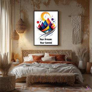 Poster Arte Minimalista Motivacional Abstrata de Montanha