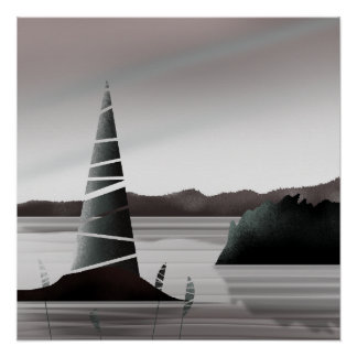 Póster Arte Mínimo Abstrato da Costa do Pacífico