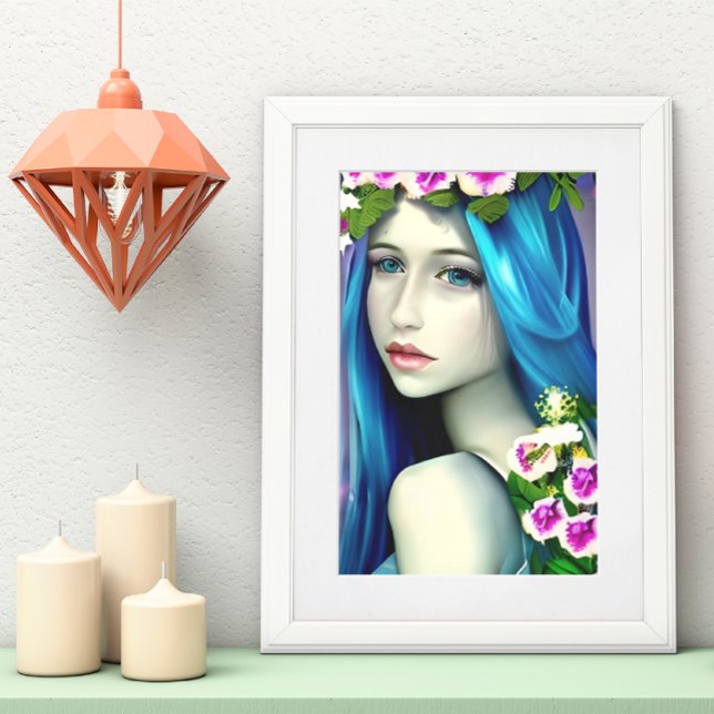 Poster Arte Mística | Linda Fada Azul  (Criador carregado)