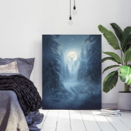 Poster Arte Mística Surrealista da Floresta Nevada