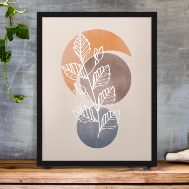 Poster Arte Moderna Abstrata Boho de Folhagem de Plantas (Criador carregado)