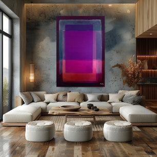 Poster Arte Moderna Abstrata Campo de Cor Violeta Magenta