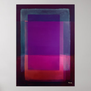 Poster Arte Moderna Abstrata Campo de Cor Violeta Magenta