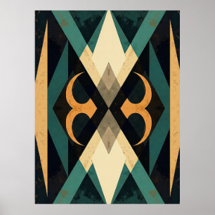 Poster Arte Moderna Abstrata Crescente Diamante Reflexivo