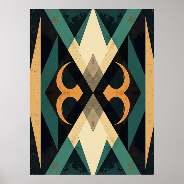 Poster Arte Moderna Abstrata Crescente Diamante Reflexivo (Frente)