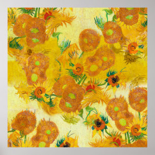 Poster Arte Moderna Amarelo Laranja Girassol Pintura Óleo