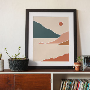Poster arte moderna boho impresso em parede