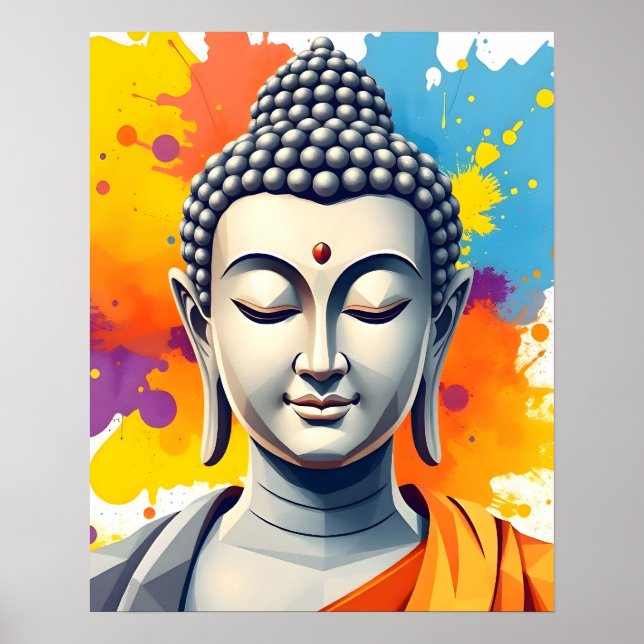 Poster Arte Moderna Colorida | Gautama Buda (Frente)