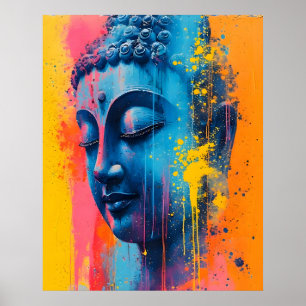 Poster Arte Moderna Colorida - Pintura de Gautama Buda