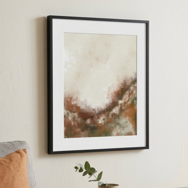Poster Arte Moderna com Pincelada Abstrata em Tons Terros (This framed Earth Tone Abstract Brushstroke Modern Art Poster makes a lovely housewarming gift)
