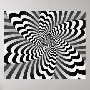 Poster Arte Moderna de Abstrato Preta e Branco