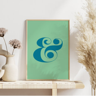 Poster Arte moderna de ampersand, Paleta de cores azul e