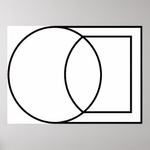 Poster Arte Moderna de Círculo Quadrado Abstrato