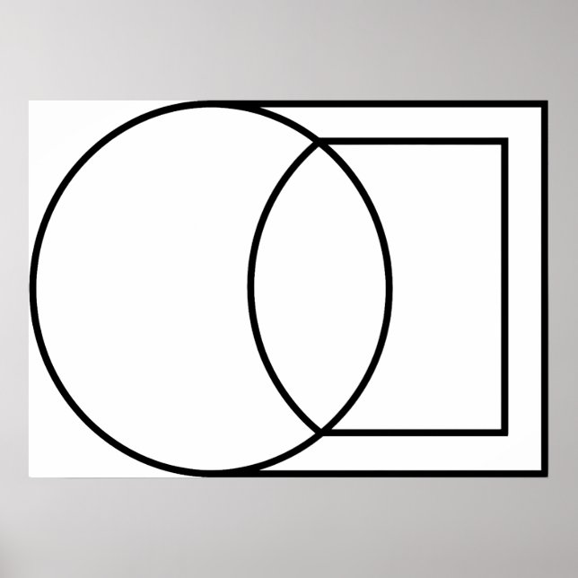 Poster Arte Moderna de Círculo Quadrado Abstrato (Frente)