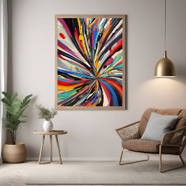 Poster Arte Moderna de Explosão de Abstrato vibrante