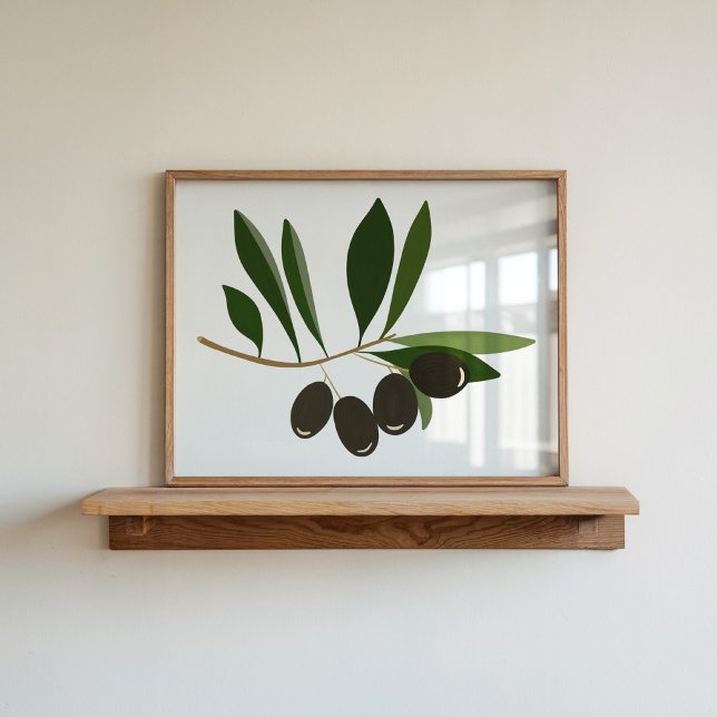 Poster Arte Moderna de Galho de Oliveira Pintada à Mão co (Criador carregado)