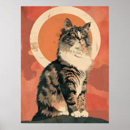 Poster Arte Moderna de Gato da Floresta Norueguesa
