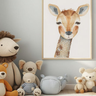 Poster Arte Moderna de Girafa em Aquarela para Berçário