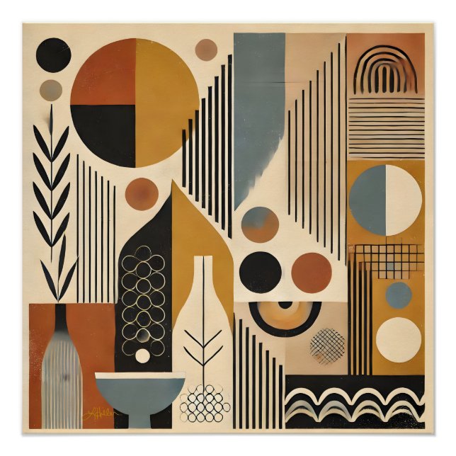 Póster Arte Moderna de Meados do Século Colheita de Outon (Frente)